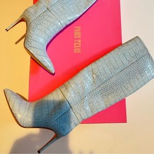 Paris Texas Croc embossed Blue Boots.